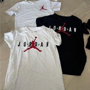 Jordan Kids' White and Black Tees with Red Logo